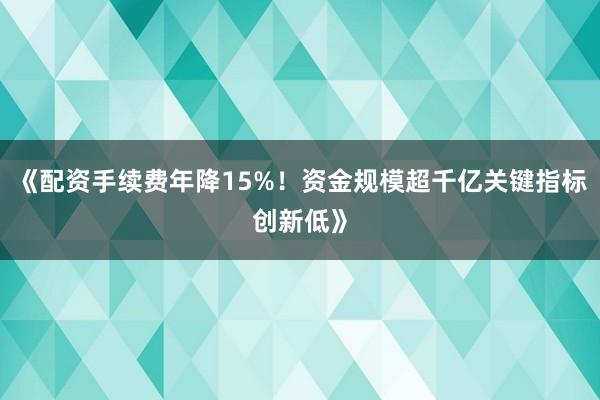 《配资手续费年降15%！资金规模超千亿关键指标创新低》