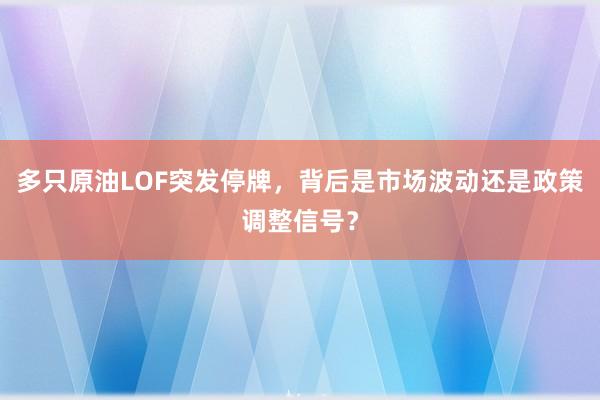 多只原油LOF突发停牌,背后是市场波动还是政策调整信号?