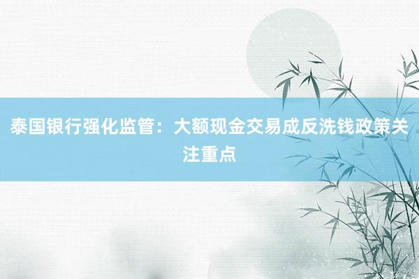 泰国银行强化监管：大额现金交易成反洗钱政策关注重点