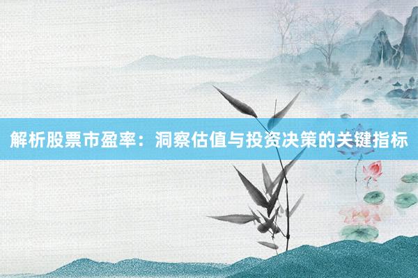 解析股票市盈率：洞察估值与投资决策的关键指标