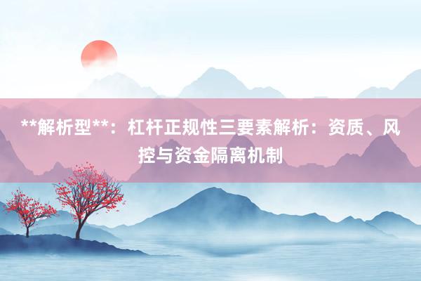 **解析型**：杠杆正规性三要素解析：资质、风控与资金隔离机制