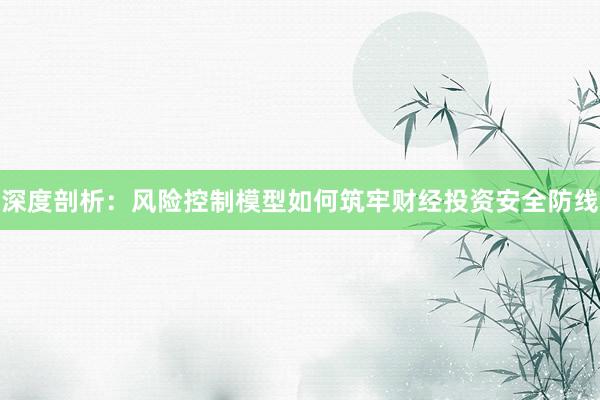 深度剖析：风险控制模型如何筑牢财经投资安全防线