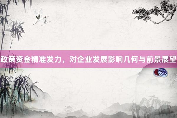 政策资金精准发力，对企业发展影响几何与前景展望
