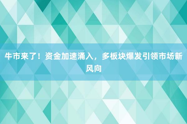 牛市来了！资金加速涌入，多板块爆发引领市场新风向