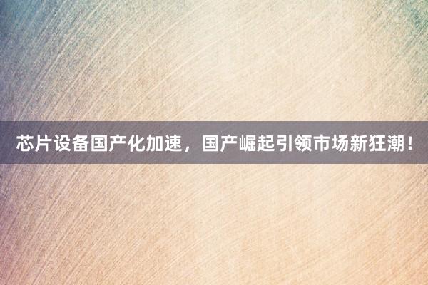 芯片设备国产化加速，国产崛起引领市场新狂潮！