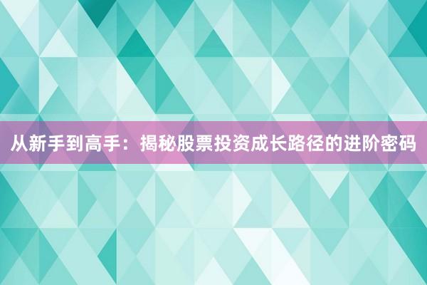 从新手到高手：揭秘股票投资成长路径的进阶密码