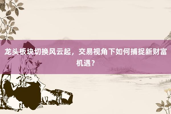 龙头板块切换风云起,交易视角下如何捕捉新财富机遇?