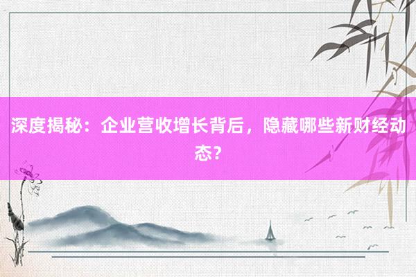 深度揭秘：企业营收增长背后，隐藏哪些新财经动态？