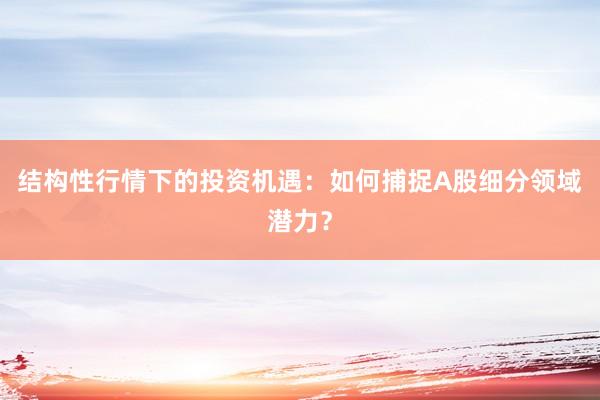 结构性行情下的投资机遇:如何捕捉A股细分领域潜力?