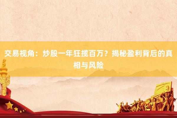 交易视角：炒股一年狂揽百万？揭秘盈利背后的真相与风险