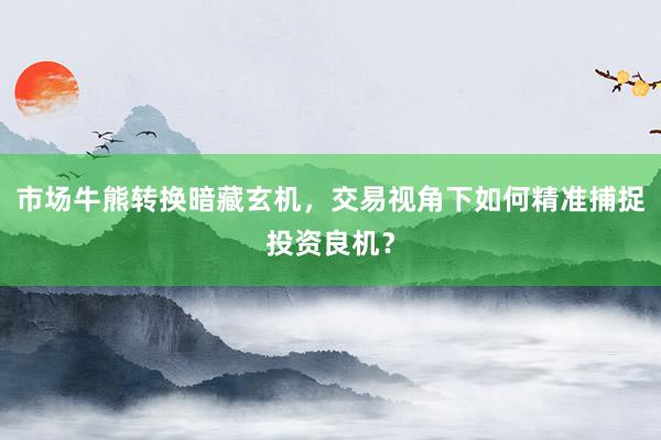 市场牛熊转换暗藏玄机,交易视角下如何精准捕捉投资良机?