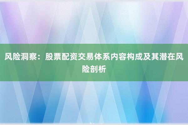 风险洞察：股票配资交易体系内容构成及其潜在风险剖析