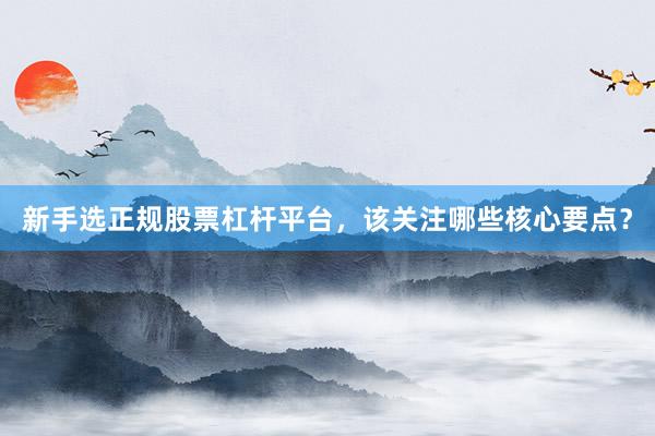 新手选正规股票杠杆平台，该关注哪些核心要点？