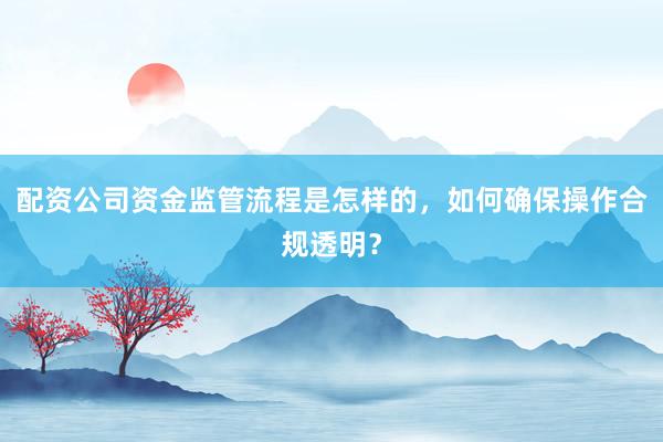配资公司资金监管流程是怎样的，如何确保操作合规透明？