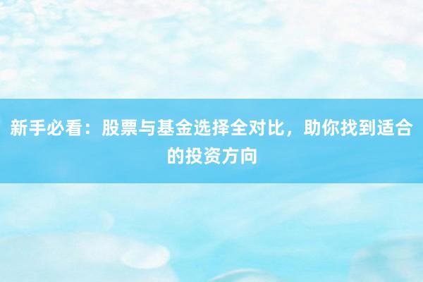 新手必看：股票与基金选择全对比，助你找到适合的投资方向