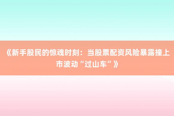 《新手股民的惊魂时刻：当股票配资风险暴露撞上市波动“过山车”》