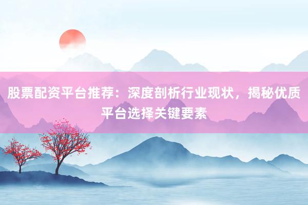 股票配资平台推荐：深度剖析行业现状，揭秘优质平台选择关键要素